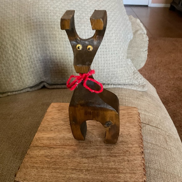 Wooden Reindeer Adorable Vintage - 8.5” Rustic Handcrafted Handmade - Picture 2 of 8